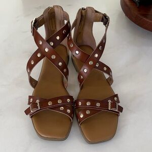 Time and true Brown Studded Strappy Sandals - Women's